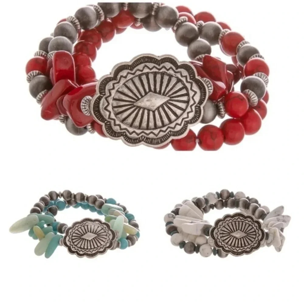 Boutique NWT western boho Natural stone bracelet